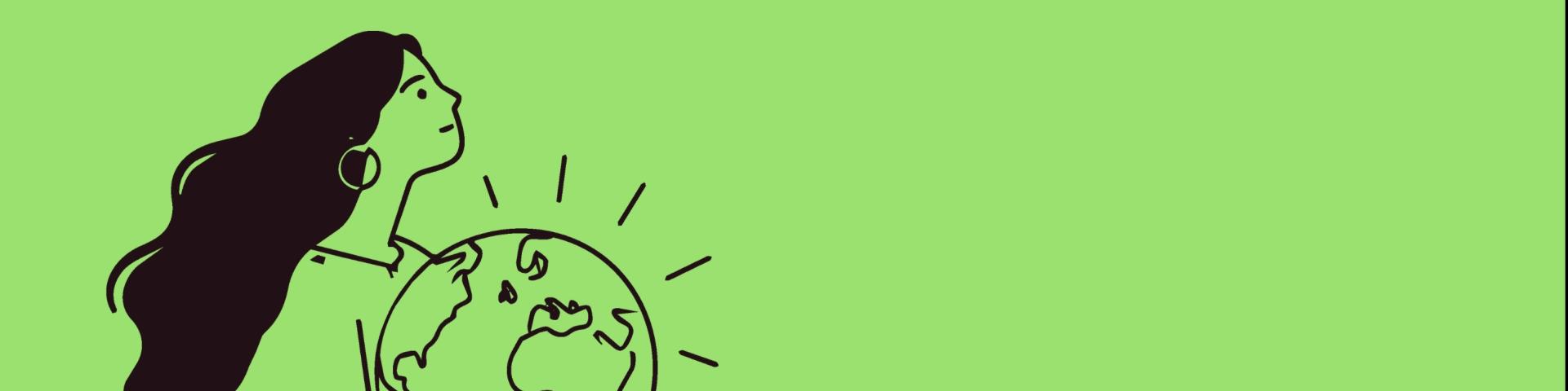 Woman holding and protecting a globe