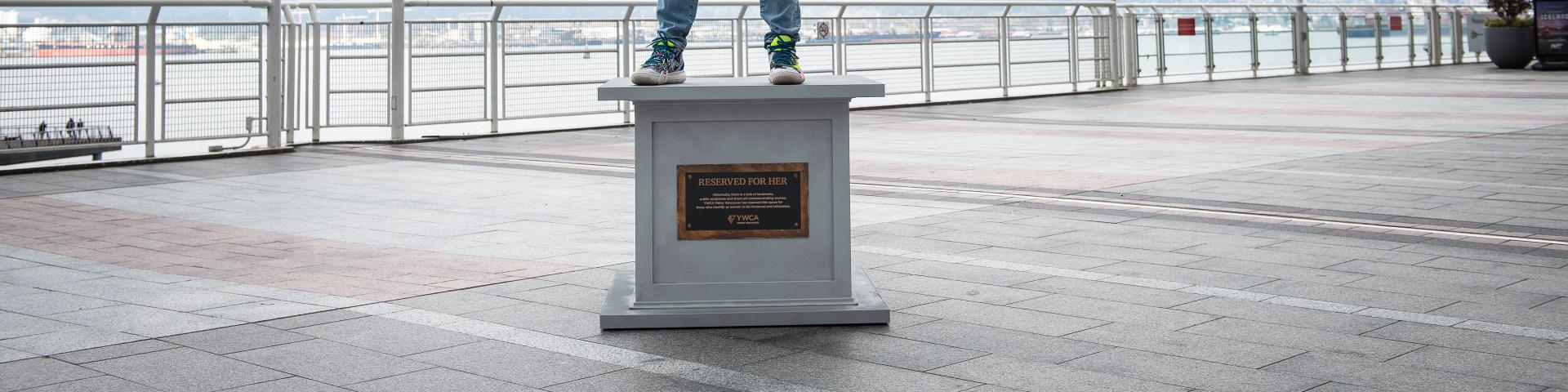 YWCA's empty statue base addresses the lack of monuments commemorating women