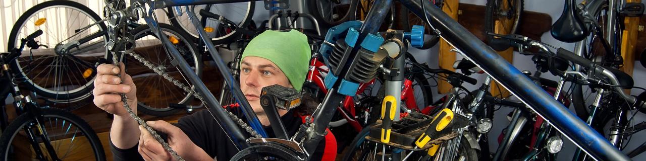 Someone repairing bikes