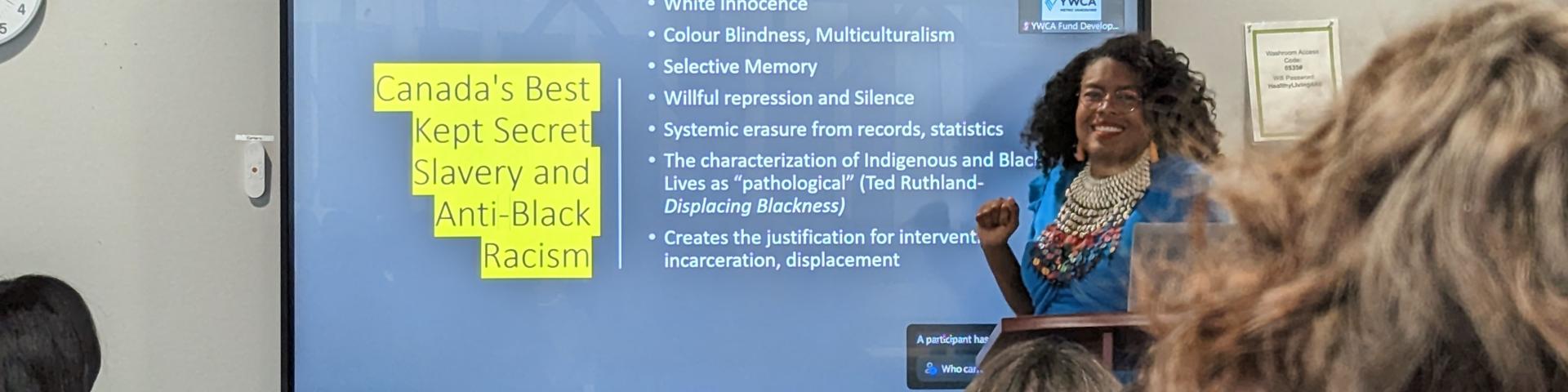 Dr. June Francis presents on Black History Month at YWCA Metro Vancouver