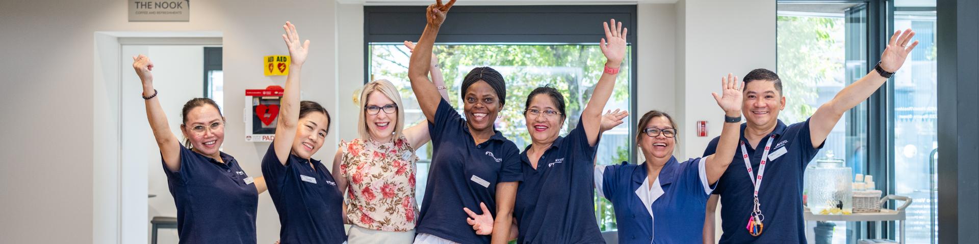 Leanne, Housekeeping Manager (third from the right), with a group of Housekeeping Attendants.