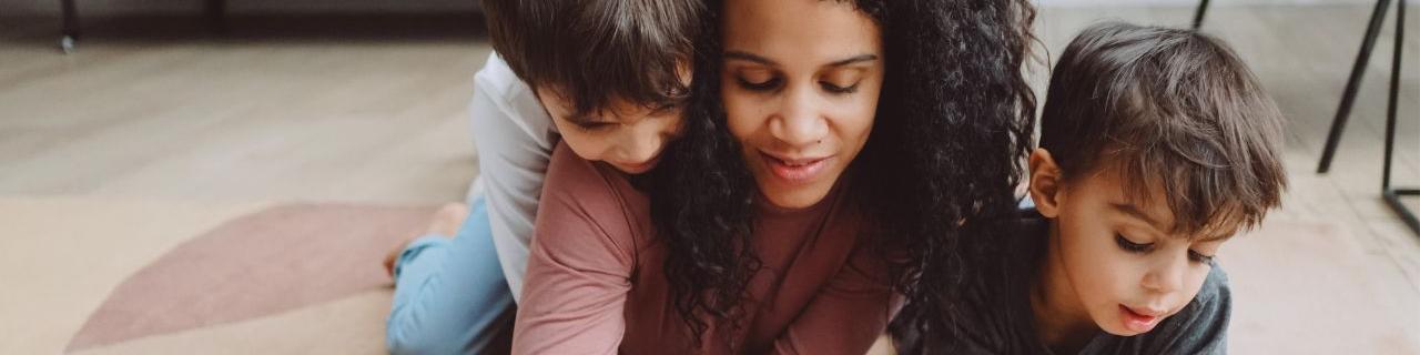 Woman with two children 