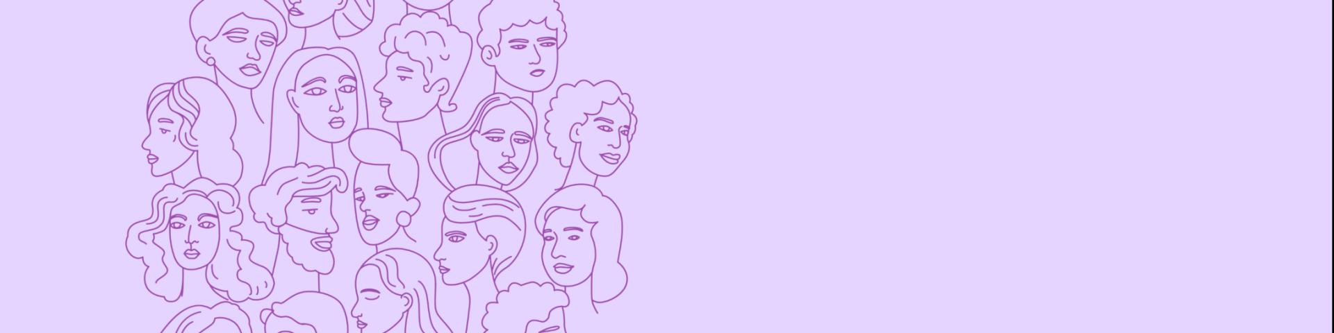 lone drawing of many people's faces