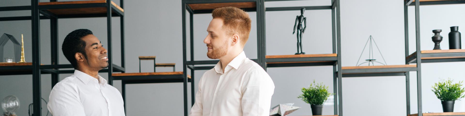 Two business partners shaking hands