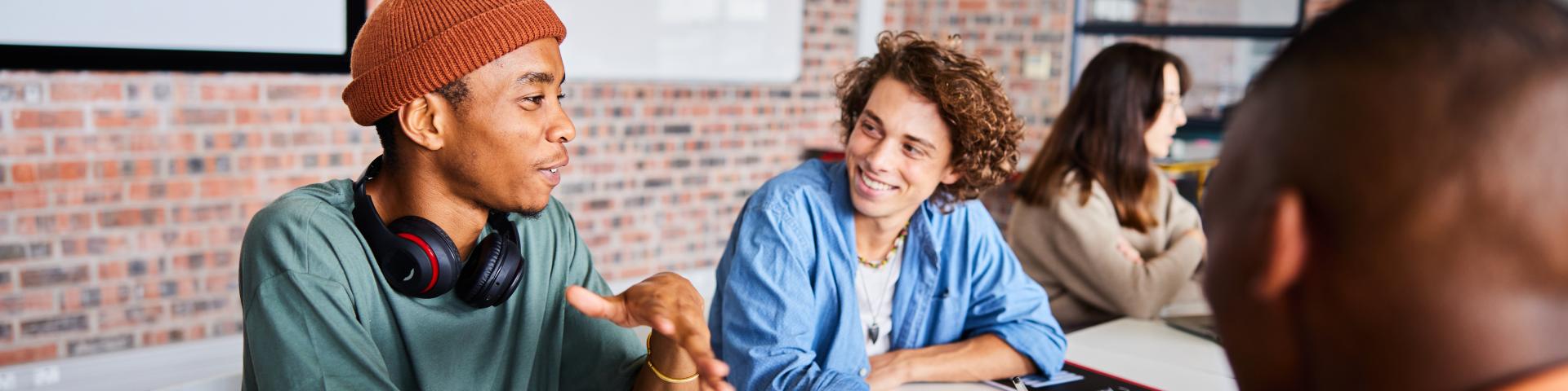 Youth talking in classroom