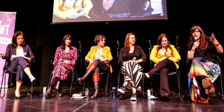 Reimagining pur Cities, March 12, 2024. Left to right: Michelle Eliot, Shachi Kurl, Aftab Erfan, Ginger Gosnell-Myers, Rachael Segal, Andrea Reimer.