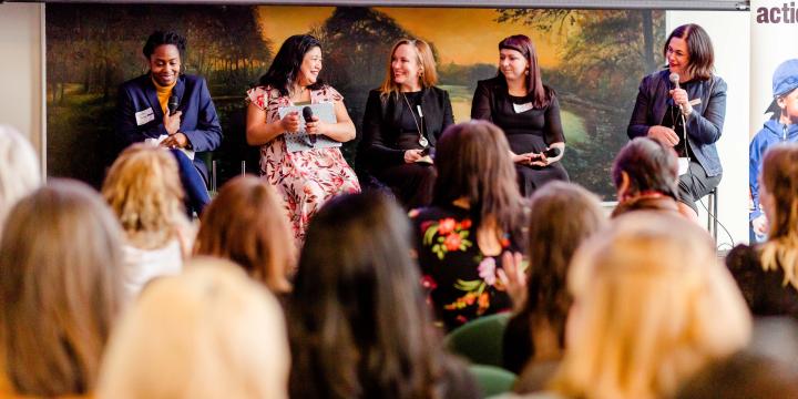 Peer-Centred Advocacy Council members speak on a panel at the YWCA City Shift wrap-up event. 