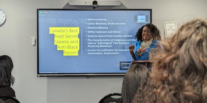 Dr. June Francis presents on Black History Month at YWCA Metro Vancouver