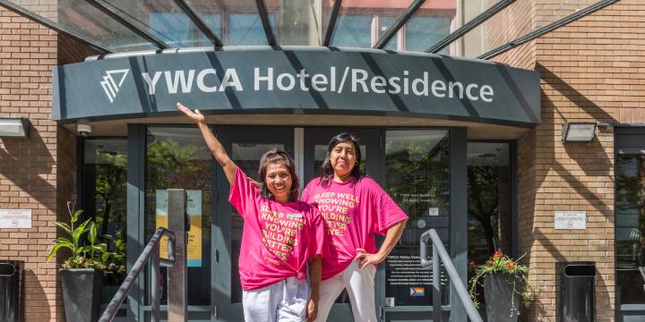 YWCA Hotel staff in front of the YWCA Hotel