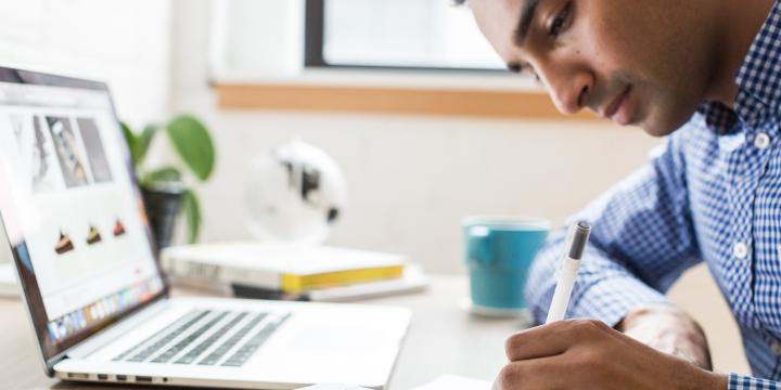 Man working on resume