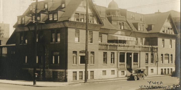 View of the YWCA building located at Dunsmuir and Burrard St (between 1910 and 1920), Uno Langmann Family Collection of BC Photographs, Rare Books and Special Collections, University of British Columbia Library - UL_1624_01_0220