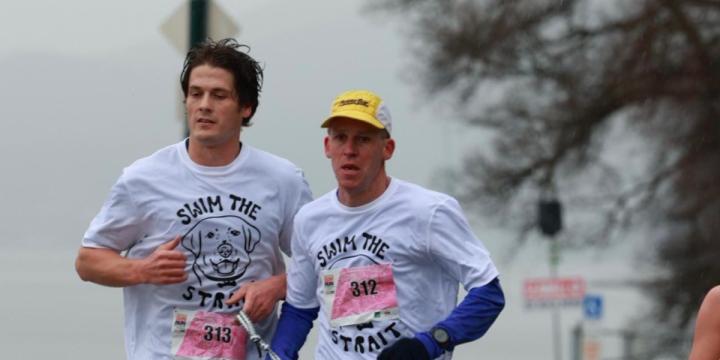 Scott R. (left) runs in the Vancouver Sun Run with YWCA Health & Fitness Club member Jaime C.