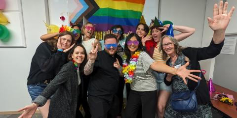 YWCA BC's 2023 Gender Inclusion Committee celebrating Pride at our head office. (2023)