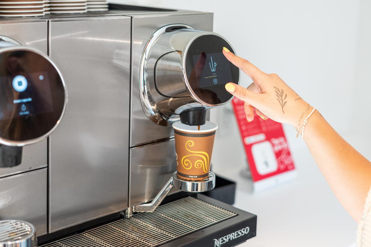 Coffee machine located in the Nook, available to guests every morning