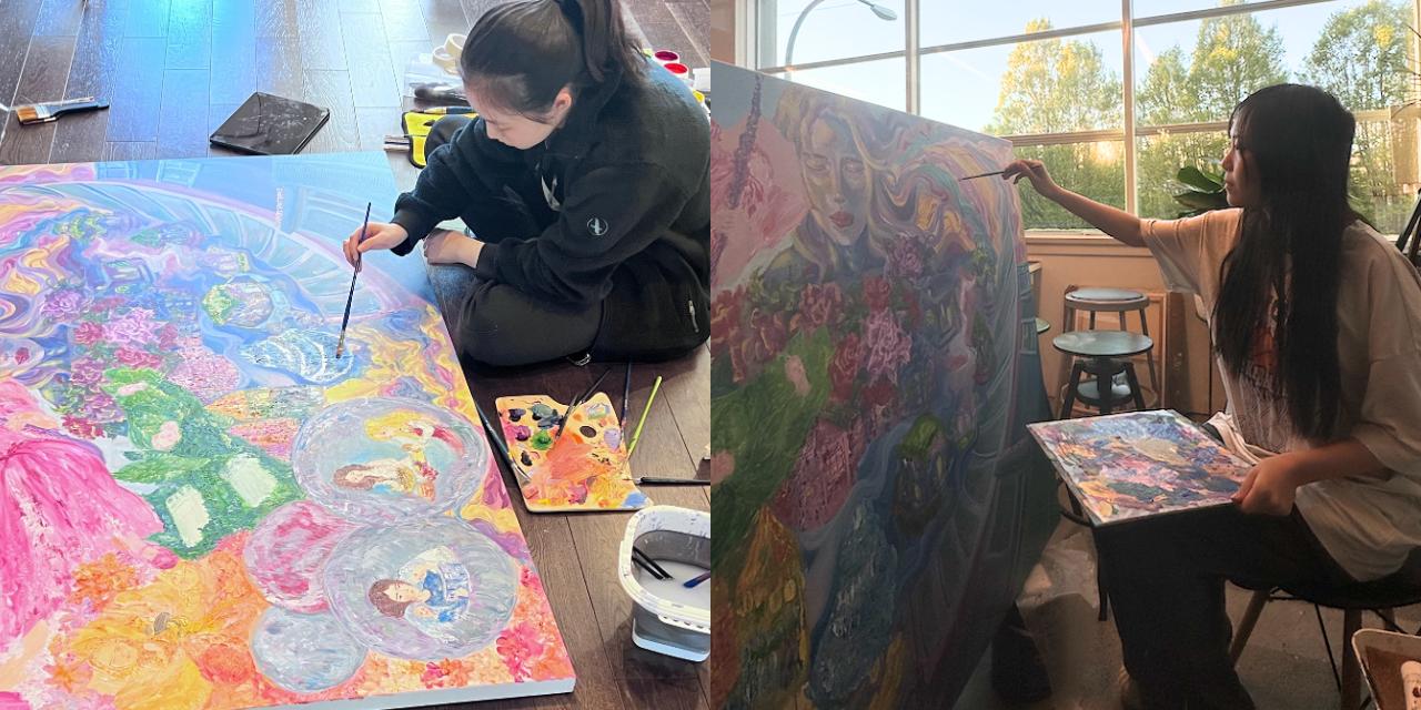 Amy and Emily from St. John's Highschool Mural for YWCA Pacific Spirit Terrace