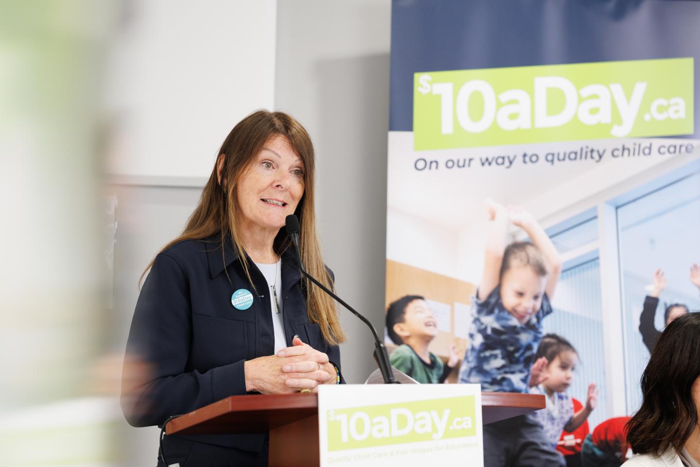 Sharon Gregson speaking on $10aDay child care