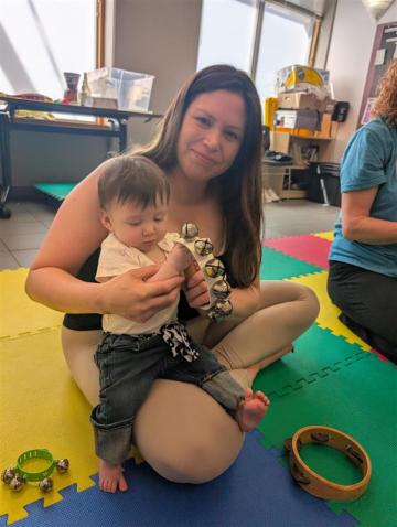 Crystal with her baby