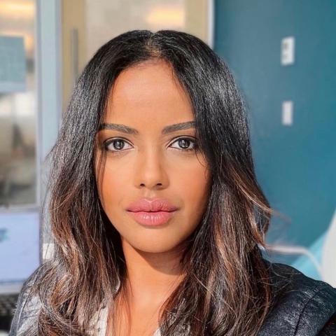 Portrait of a woman with long hair