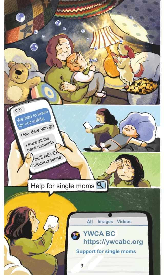 Page 3. The mother is stressed because her former partner will not stop messaging her. She seeks for help.