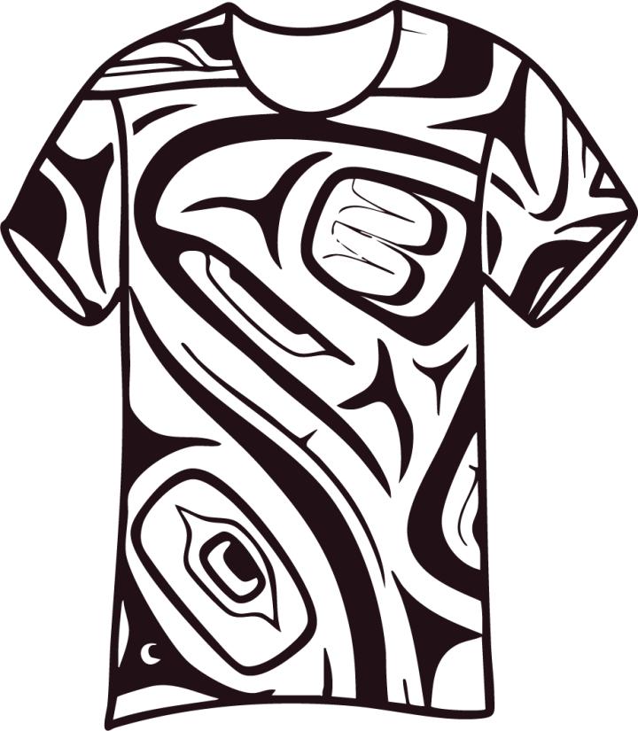A Coast Salish illustration of an orange shirt design