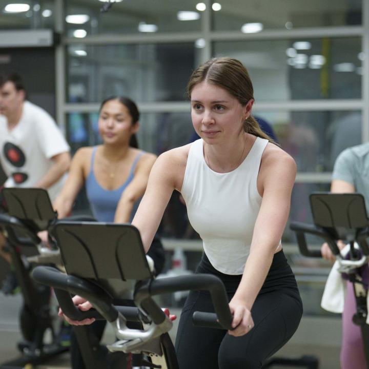 Woman in cycle class