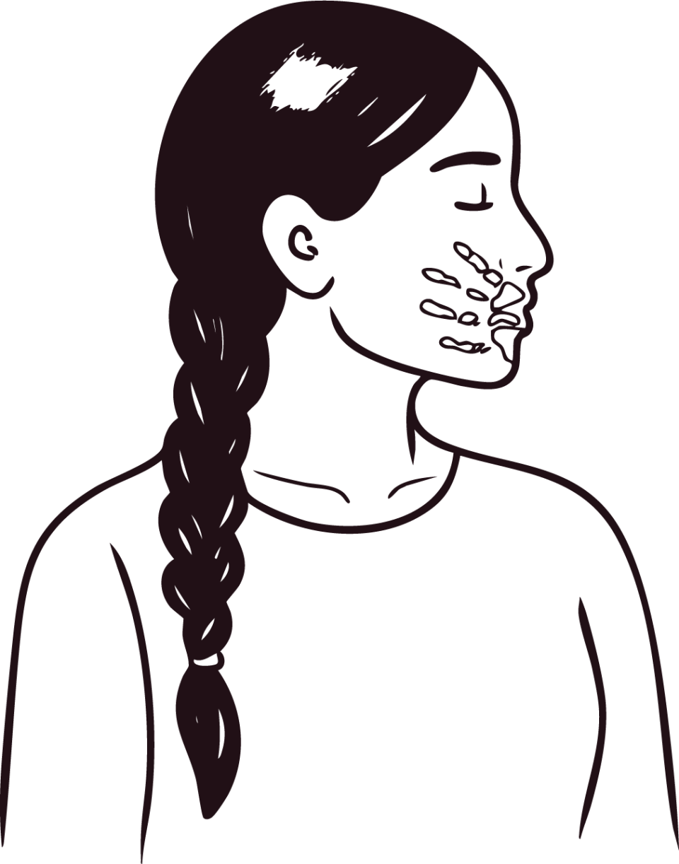 Image of Indigenous girl with hand painted over mouth
